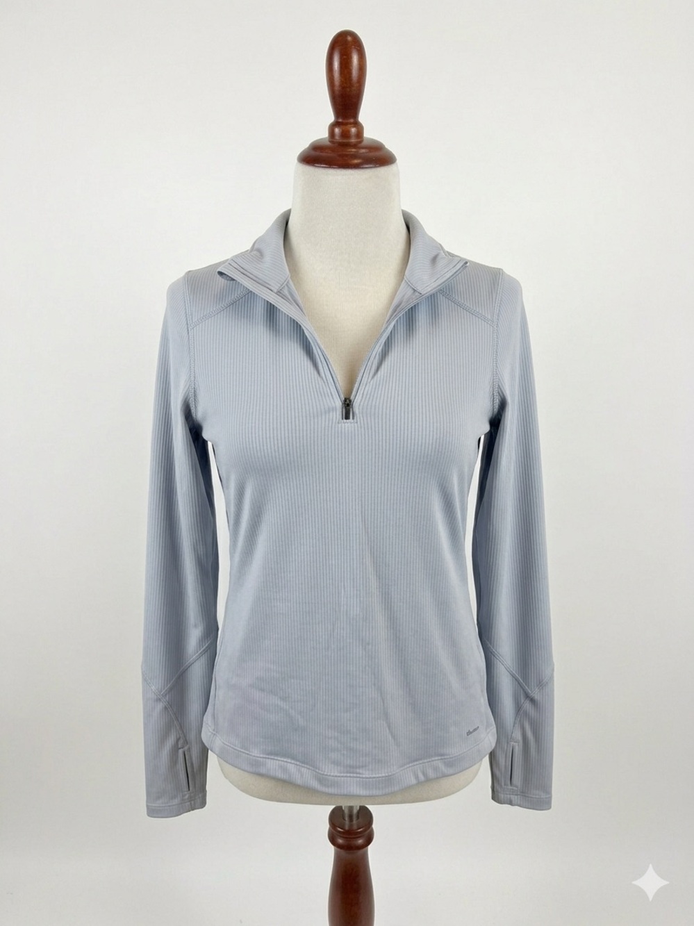 Mondetta Light Grey Ribbed Quarter-Zip Long Sleeve Top